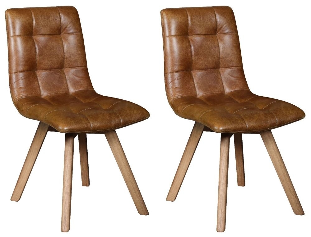 Product photograph of Carlton Dolomite Amalfi Brown Leather Dining Chair Sold In Pairs from Choice Furniture Superstore.